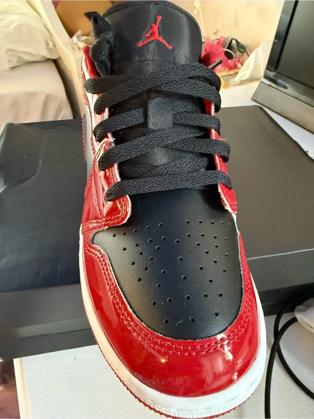Jordan Kids' Low Top Sneakers in Red and Black
